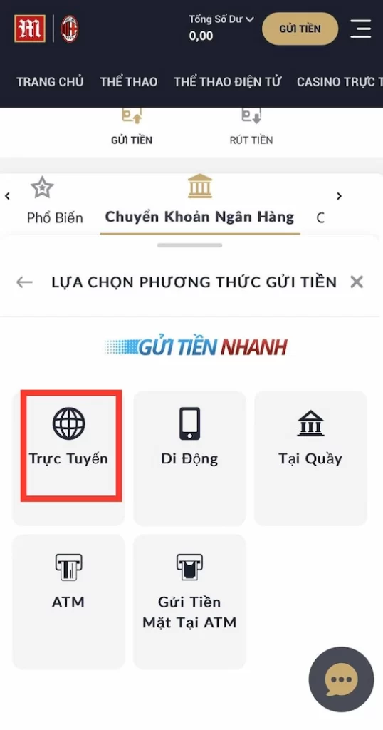 Nạp tiền PG88 chuyển khoản ngân hàng Bước 4