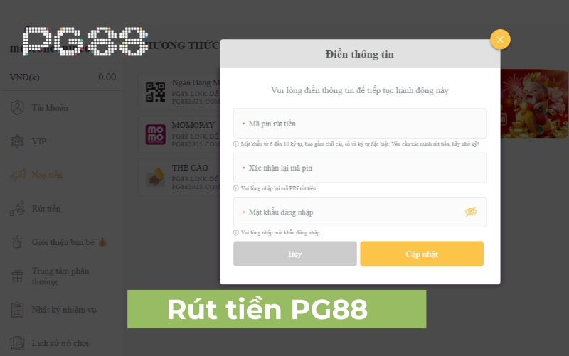 bấm chọn đăng nhập PG88 rút tiền